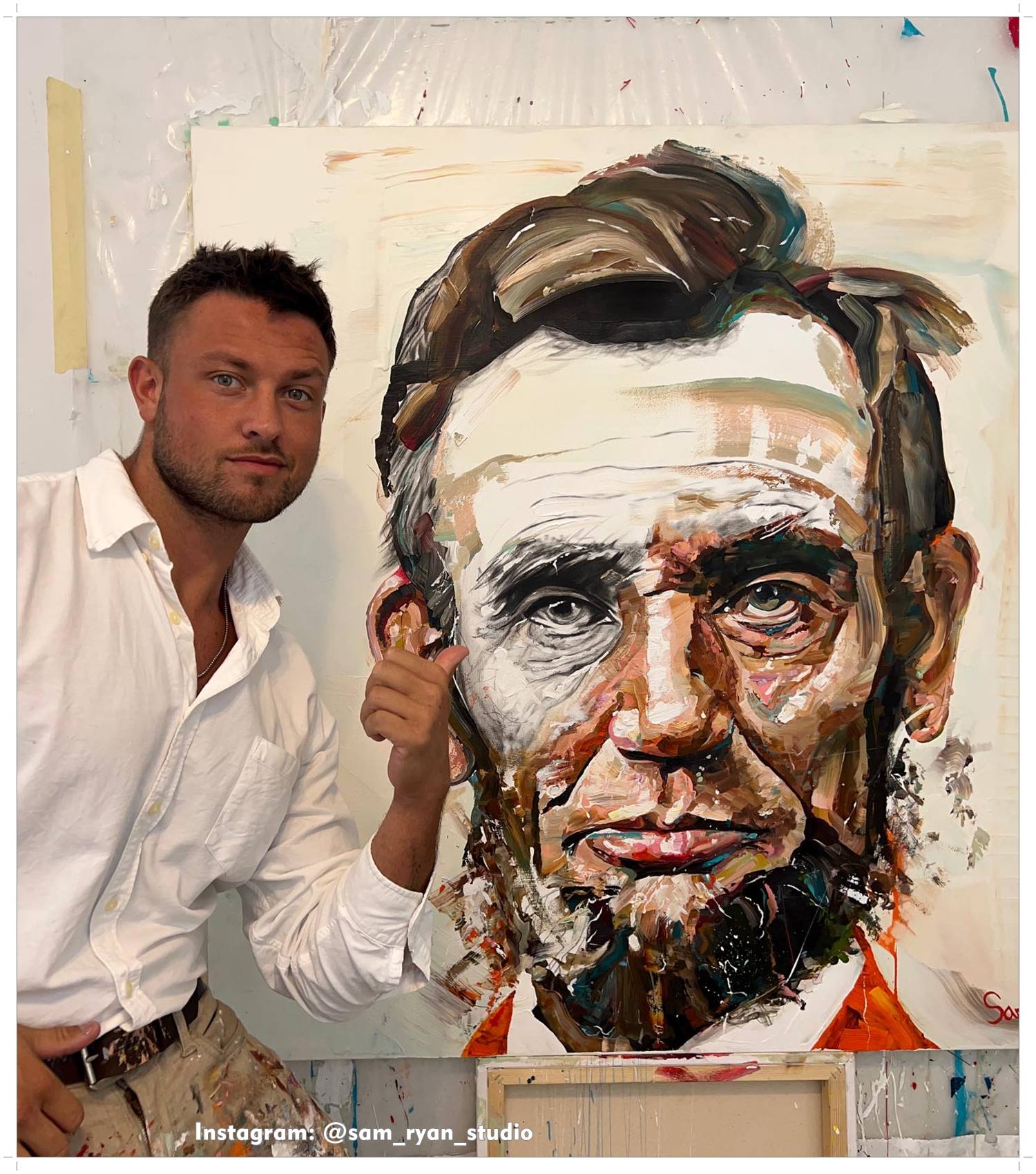 Sam Ryan working in his art studio