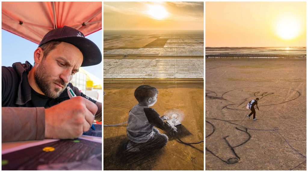 Saype Paints a Powerful Fresco Inside a Solar Farm to Question Your Energy Use6